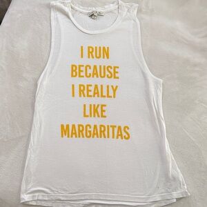 Funny work out tank, small “I run because I really like margaritas”